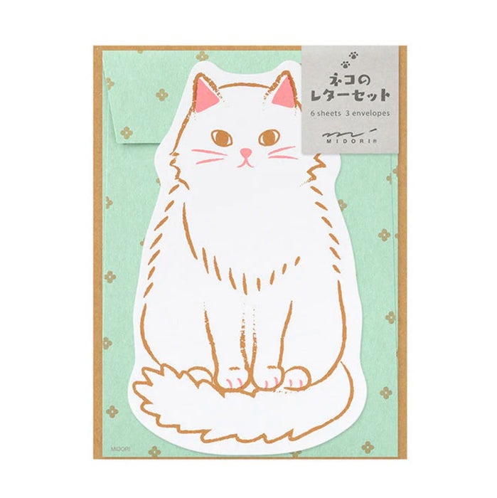 MIDORI Letter Set Die-Cut - Cat 日本MIDORI模切信纸套装 猫