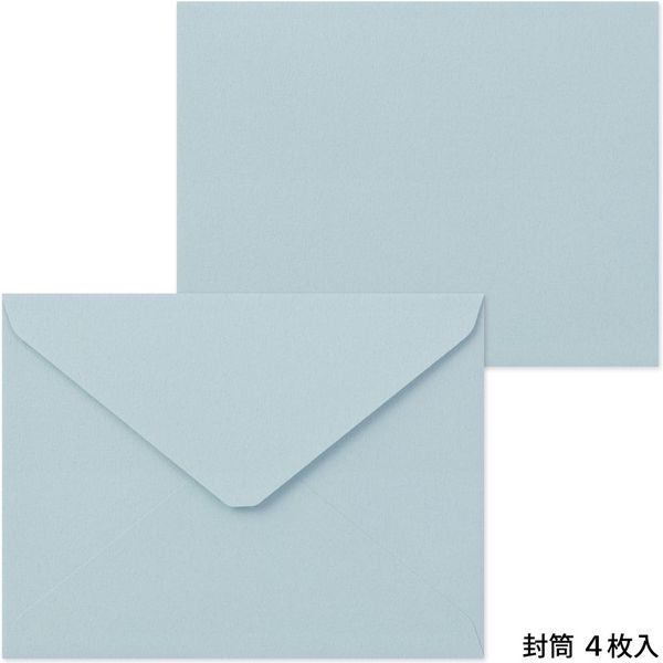 MIDORI Letterpress Die-Cut Letter Set - Wreath Blue 日本midori活版印刷信封信纸套装 蓝色花环