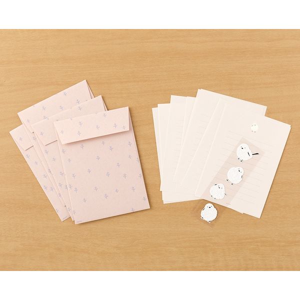 MIDORI Design Fill Letter Set with Seal Stickers - Long-tailed Tit 日本MIDORI信封信纸贴纸套装 北长尾山雀图案