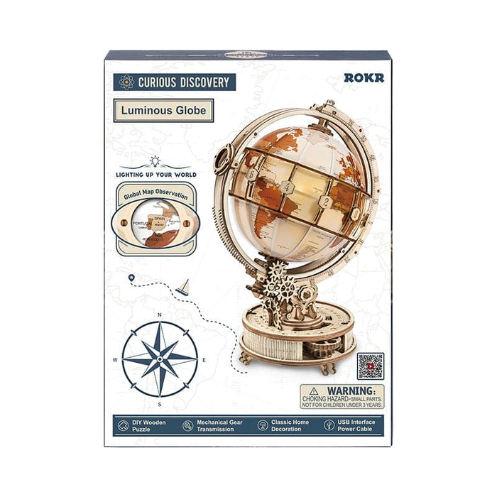 ROKR Luminous Globe ST003 3D Wooden Puzzle 若客DIY手工拼装模型3D立体小夜灯 地球仪
