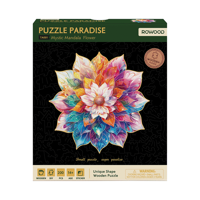 Rowood Mystic Mandala Flower Wooden Jigsaw Puzzle TA001 若客趣拼世界创意异形拼图 曼陀罗神秘之花