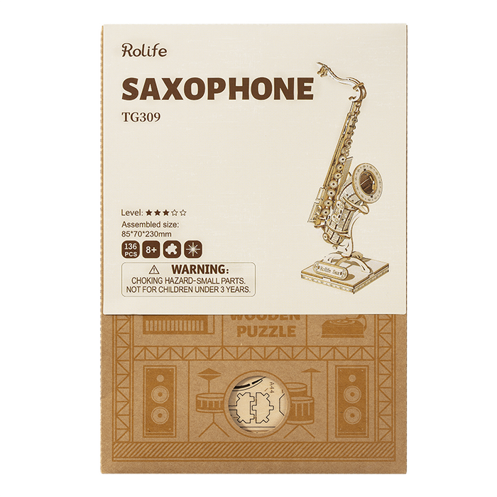 ROLIFE Saxophone TG309 3D Wooden Puzzle 若来DIY手工拼装模型 TG309 萨克斯管
