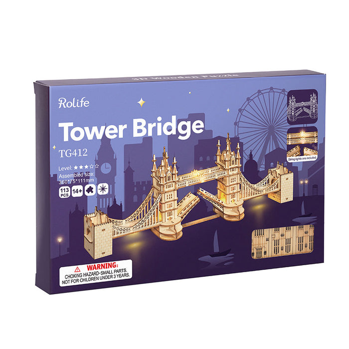 Rolife Tower Bridge with Lights Architecture 3D Wooden Puzzle TG412 若来木质3D立体拼图 伦敦塔桥