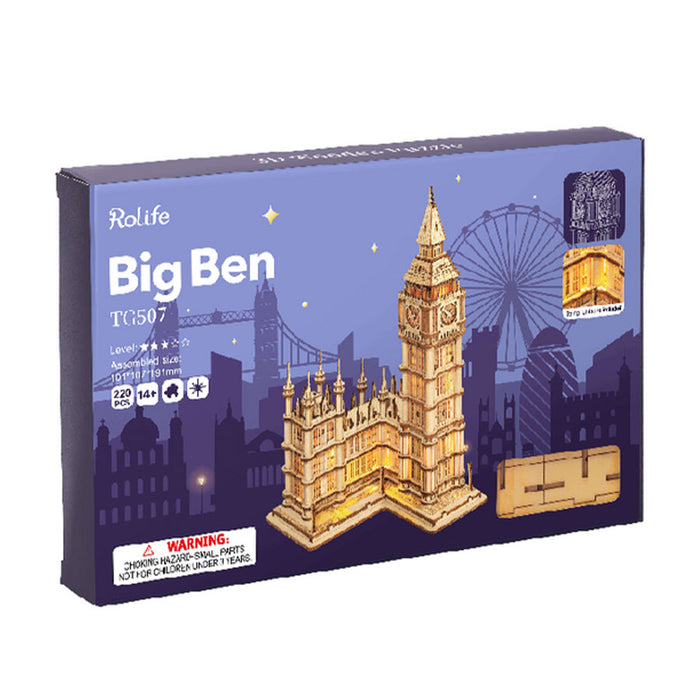 Rolife Big Ben With Lights Architecture 3D Wooden Puzzle TG507 若来木质3D立体拼图 大本钟