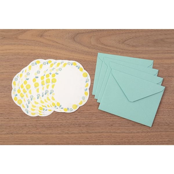 MIDORI Letterpress Die-Cut Letter Set - Lemon 日本midori活版印刷信封信纸套装 柠檬