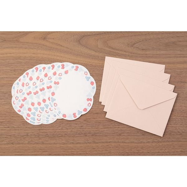 MIDORI Letterpress Die-Cut Letter Set - Strawberry 日本midori活版印刷信封信纸套装 草莓