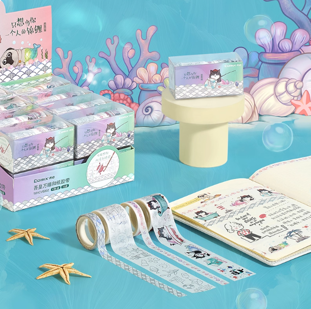 COMIX WHCV6002 Mermaid Series Washi Tapes - 4pcs 齐心 吾皇万睡美人鱼系列和纸胶带 4卷装