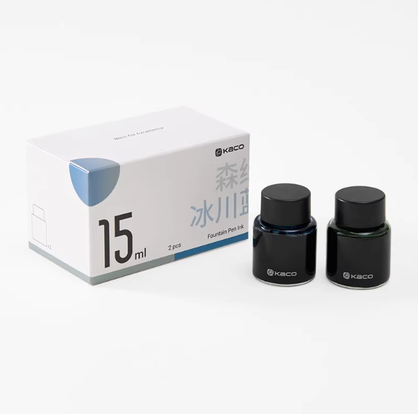 KACO Fountain Pen Ink Set of 2 - Green & Blue KACO钢笔墨水 森绿&冰川蓝