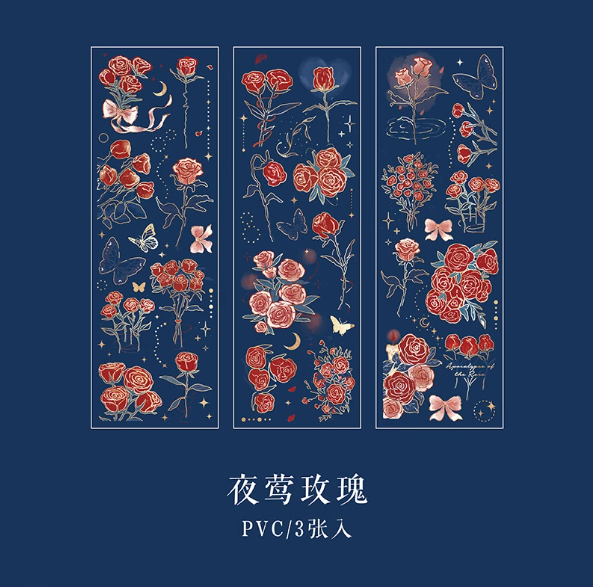 MR.PAPER Apocalypse of the Rose Series Gilded Stickers 纸先生玫瑰启示录系列烫金贴纸 夜莺玫瑰