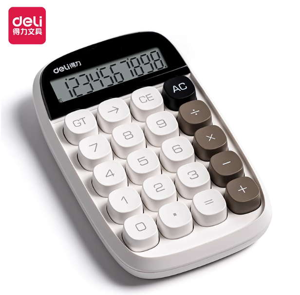 DELI TE35 Electronic Calculator - White 得力TE35桌上型计算器 白色