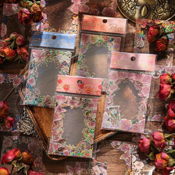 MR.PAPER Rose Themed Gilded PVC Decorative Stickers 纸先生以玫瑰之名系列烫金PVC贴纸 玫瑰札礼