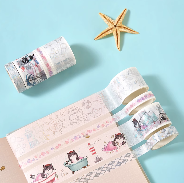 COMIX WHCV6002 Mermaid Series Washi Tapes - 4pcs 齐心 吾皇万睡美人鱼系列和纸胶带 4卷装