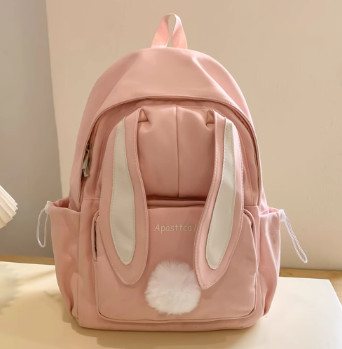 Cute Rabbit Ear Backpack - Pink 兔耳朵卡通双肩包 粉色