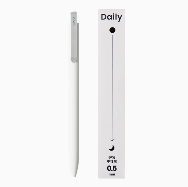 KACO DAILY Gel Ink Pen 0.5mm Black Ink - White KACO 好写DAILY中性笔按动式商务签字笔单支装0.5mm黑色墨水 白色笔杆