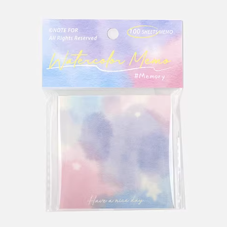NOTE FOR 100 Sheets Squared Memo 方形便签纸 水彩记事笺系列 温柔记忆