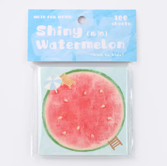NOTE FOR 100 Sheets Squared Memo 方形便签纸 闪亮的西瓜系列 瓜池