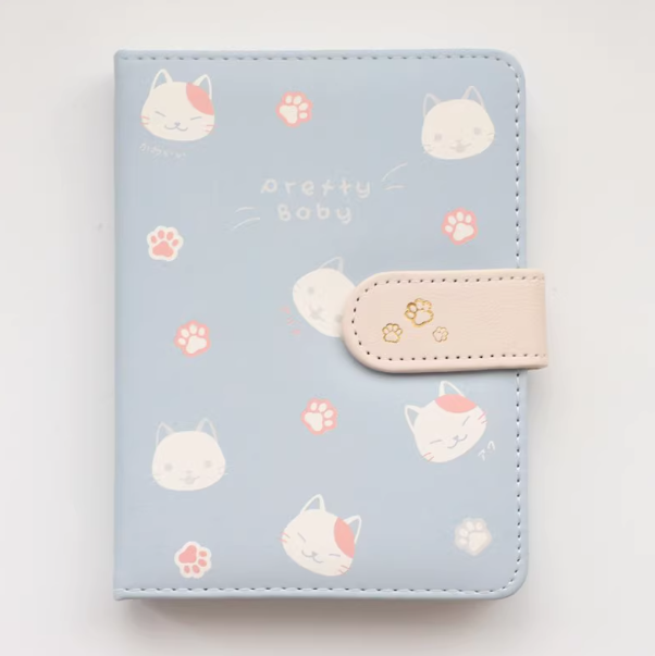 MissBook Artistic Magnetic Buckle Notebook 本小姐可爱猫咪磁扣记事本 蓝