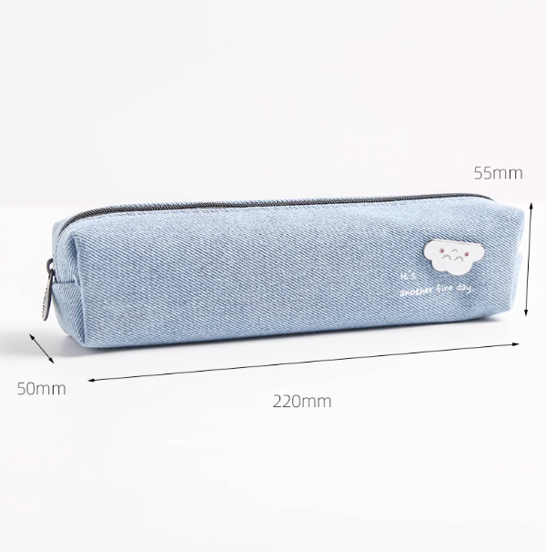 Canvas Pen Bag - Light Blue 三年二班日系小四方帆布笔袋 浅蓝色