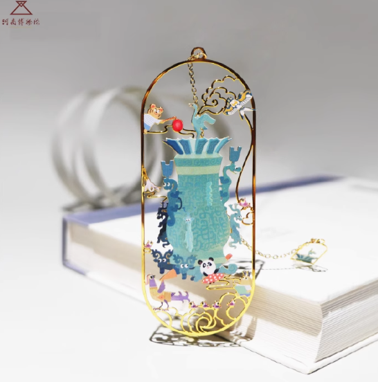 Brass Filigree Bookmark河南博物院文创莲鹤方壶黄铜镂空书签