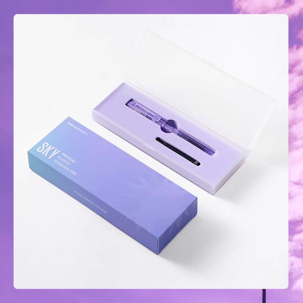 KACOGREEN SKY Premium Plastic Fountain Pen - Violet KACOGREEN文采百锋SKY透明磨砂钢笔 紫色