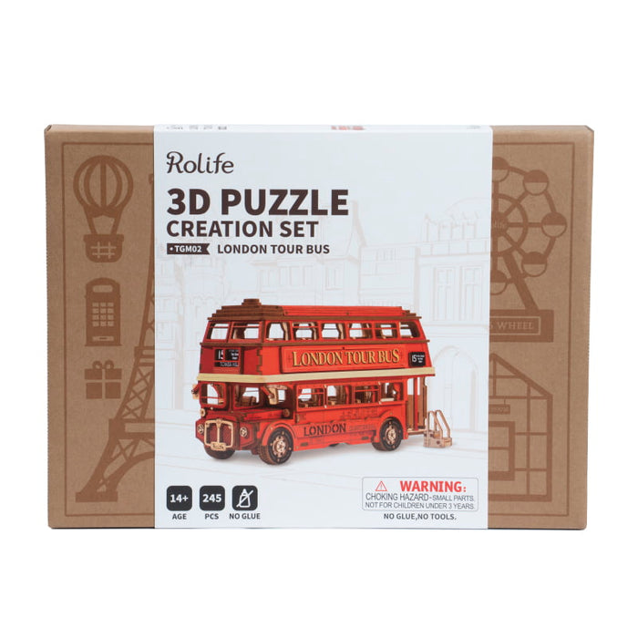 ROKR London Tour Bus TGM02 若客DIY手工拼装模型 伦敦观光巴士