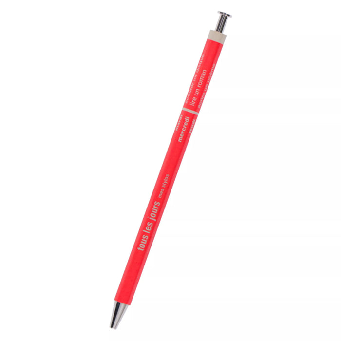 MARK'S Days Gel Ballpoint Pen - Black Ink 0.5mm Red 日本MARK'S Days六角木杆油性圆珠笔 红色