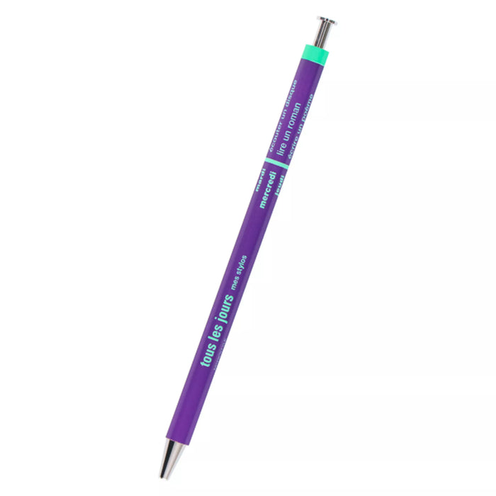 MARK'S Days Gel Ballpoint Pen - Black Ink 0.5mm Purple 日本MARK'S Days六角木杆油性圆珠笔 紫色