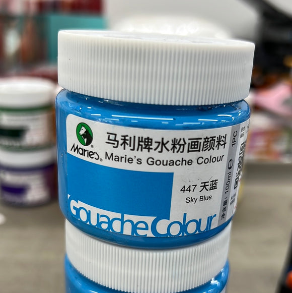 马利 水粉颜料 100ml 罐装 天蓝 Gouache Color Sky Blue