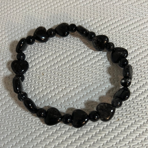 黑发晶爱心单圈手串