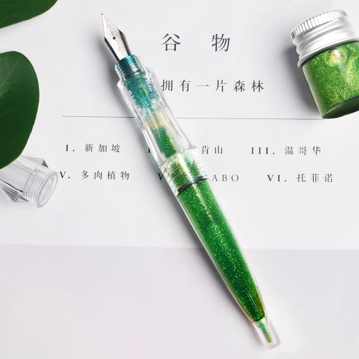 Transparent Calligraphy Pen 纯透明钢笔 笔杆灌墨 赠送18ml彩墨 F尖
