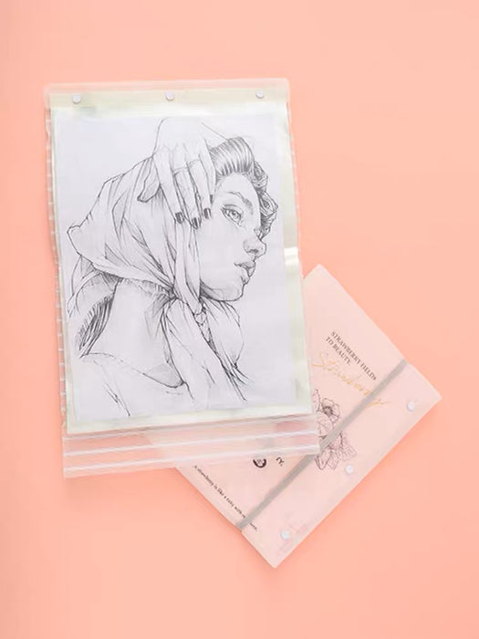 M&G Foldable Folder - 40 pages Pink 晨光 草莓多多 对折资料册40页折叠小巧便携绑带 展开A4大小
