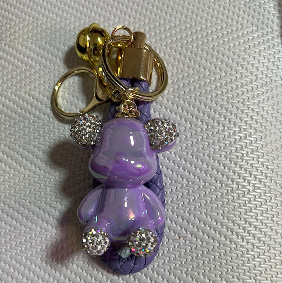 电镀镶钻钥匙扣小熊香芋紫