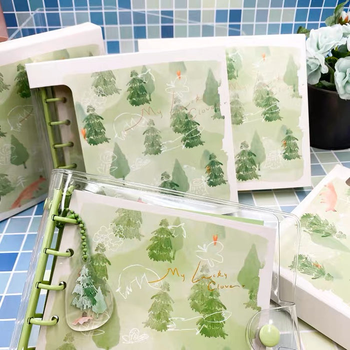 M&G Clover Forest Loose Leaf Notebook - 60pages 晨光四叶草森林透明活页搭扣本60页赠亚克力挂件