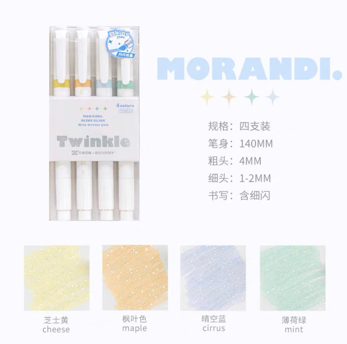 RosyPosy Twinkle Cream Glitter Marker - Morandi Colors 闪闪荧光笔