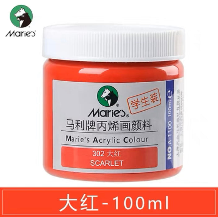 Marie’s Acrylic Color Scarlet 302 马利丙烯颜料100ml罐装 大红