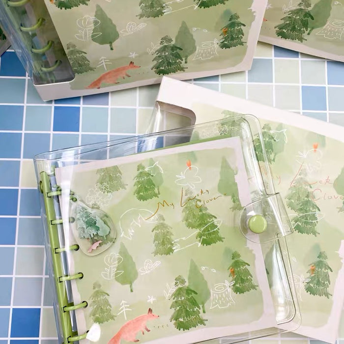 M&G Clover Forest Loose Leaf Notebook - 60pages 晨光四叶草森林透明活页搭扣本60页赠亚克力挂件