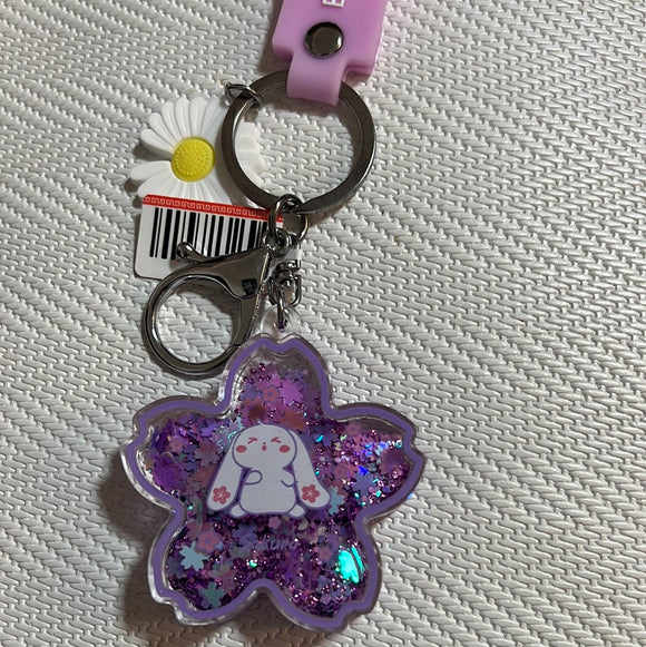 入油亚克力钥匙扣樱花兔紫色