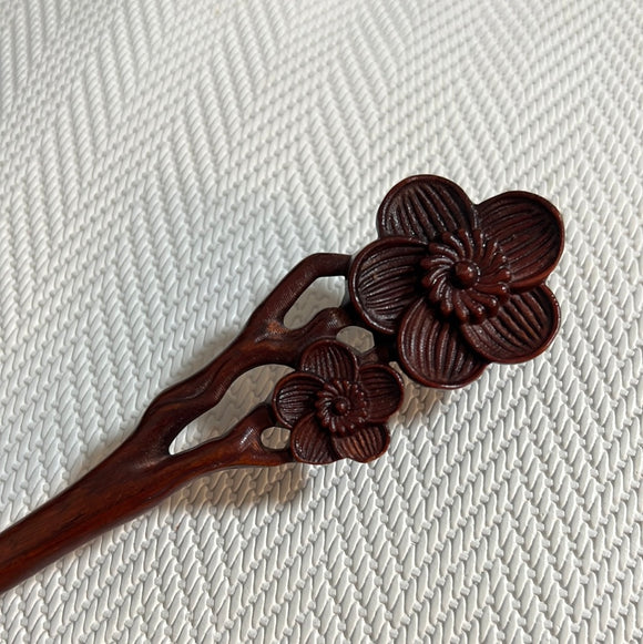 紫光檀木雕刻发簪
