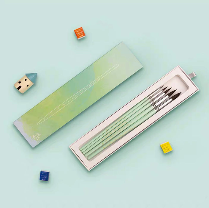 Mixed Animal Hair Painting Brush Set - Green 飞乐鸟混合动物毛画笔 鹭·薄荷绿