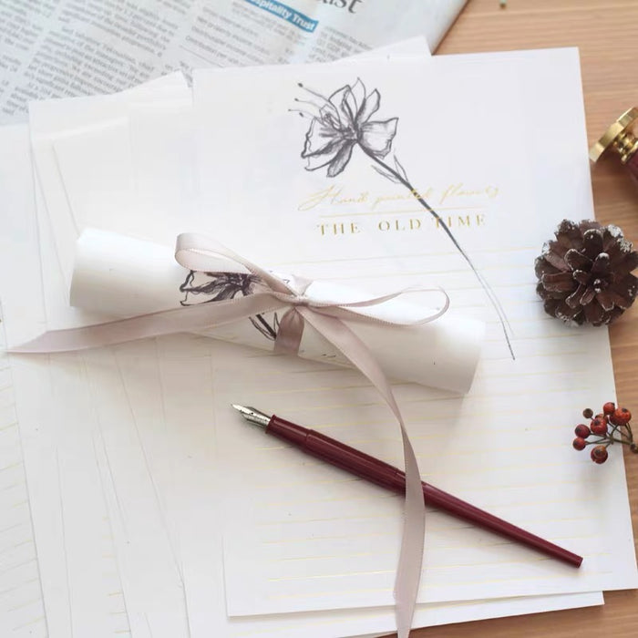 Minimalistic Instagram Style Gilded Letter Paper 北欧Ins风简约治愈黑白插画花束烫金信纸