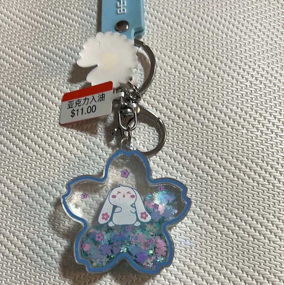 入油亚克力钥匙扣樱花兔蓝色