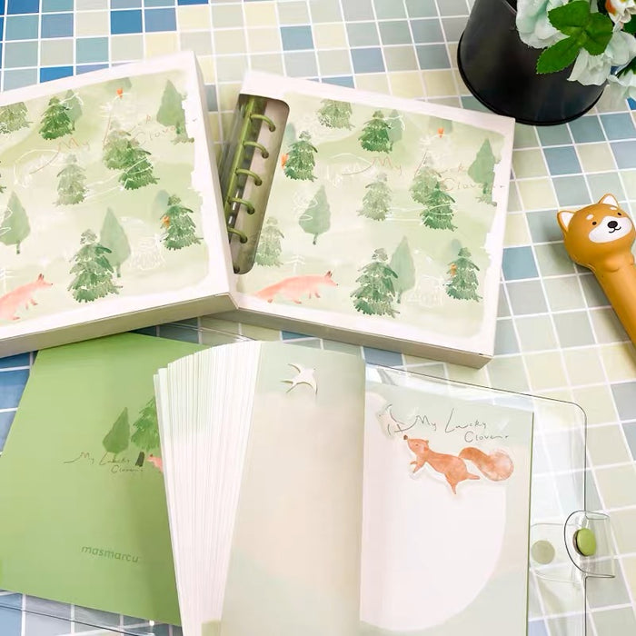 M&G Clover Forest Loose Leaf Notebook - 60pages 晨光四叶草森林透明活页搭扣本60页赠亚克力挂件