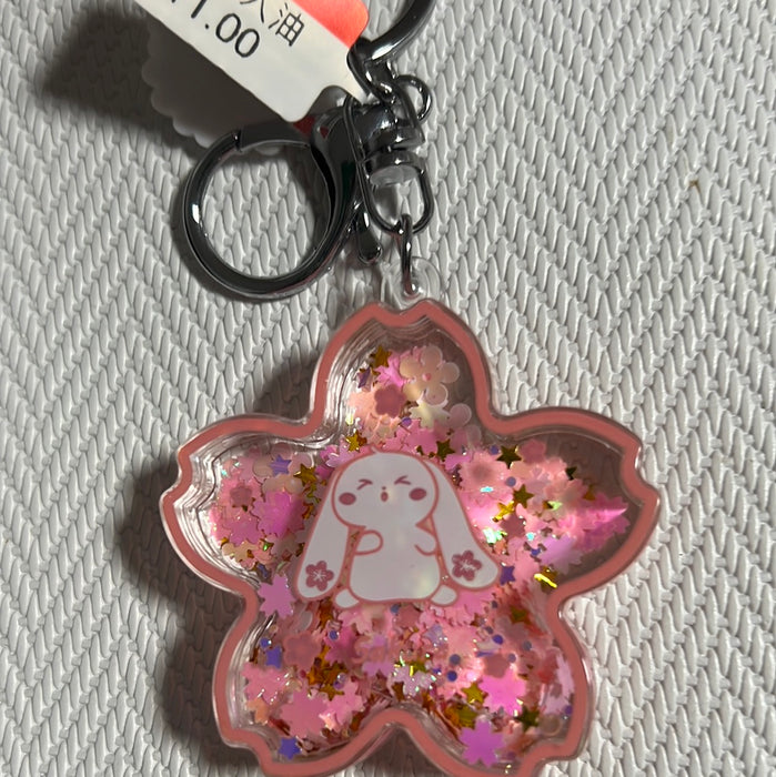 入油亚克力钥匙扣樱花兔粉色