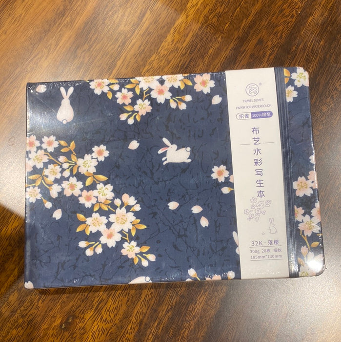 FeiLeNiao Fabric Watercolor Sketchbook飞乐鸟布艺水彩写生本300g 32K 细纹 20页 落樱