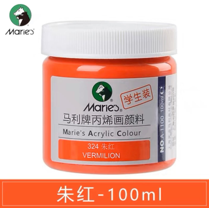 Marie’s Acrylic Color Vermilion 324 马利丙烯颜料100ml罐装 朱红