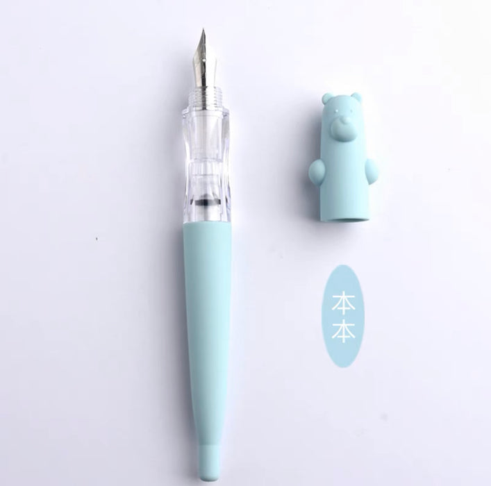 小熊笔帽 学生钢笔 赠送5ml彩墨 F尖