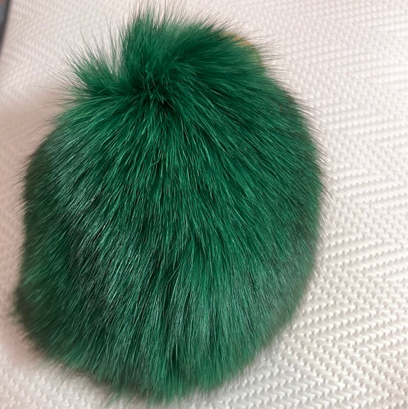 狐狸毛球挂饰圆扣墨绿