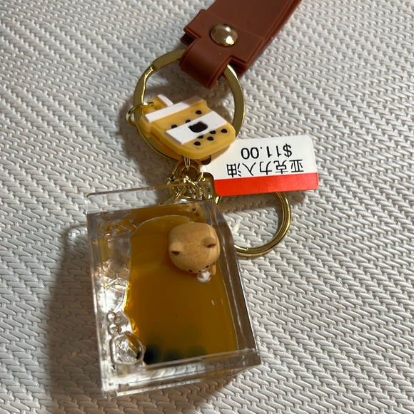 入油亚克力钥匙扣珍珠奶茶熊牛奶盒