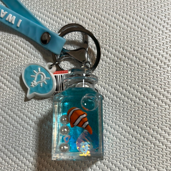 入油亚克力钥匙扣漂流瓶小丑鱼