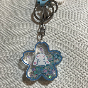 入油亚克力钥匙扣樱花兔蓝色